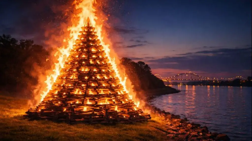 Christmas Eve Bonfires on the Levee
